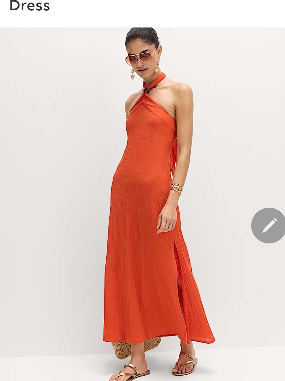 Marks & Spencer Orange Halter-Neck Maxi Dress